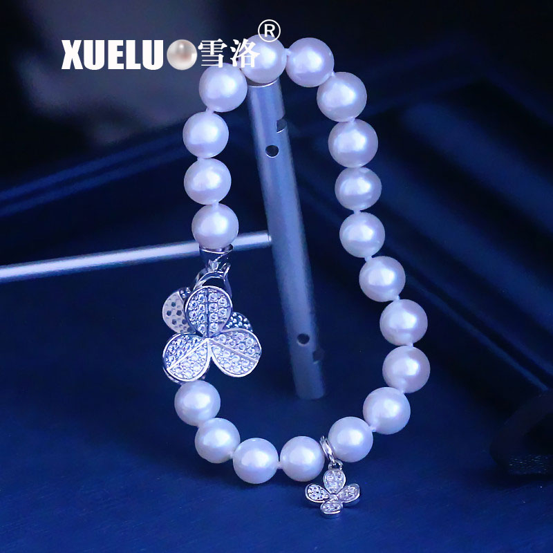 Fashion Pearl Jewelry Gorgeous Round Genuine Natural Cultured Freshwater Pearl Bracelet(XL150123)