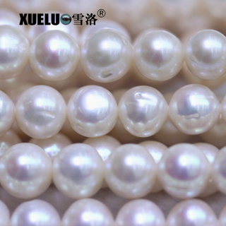 9-10mm White Round Normal Quality Natural Cultured Freshwater Pearl Strands (XL180102) 