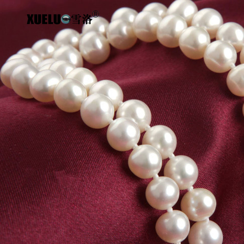 Fashion Double Stands Round Natural Cultured Freshwater Pearl Necklace (XL120081)