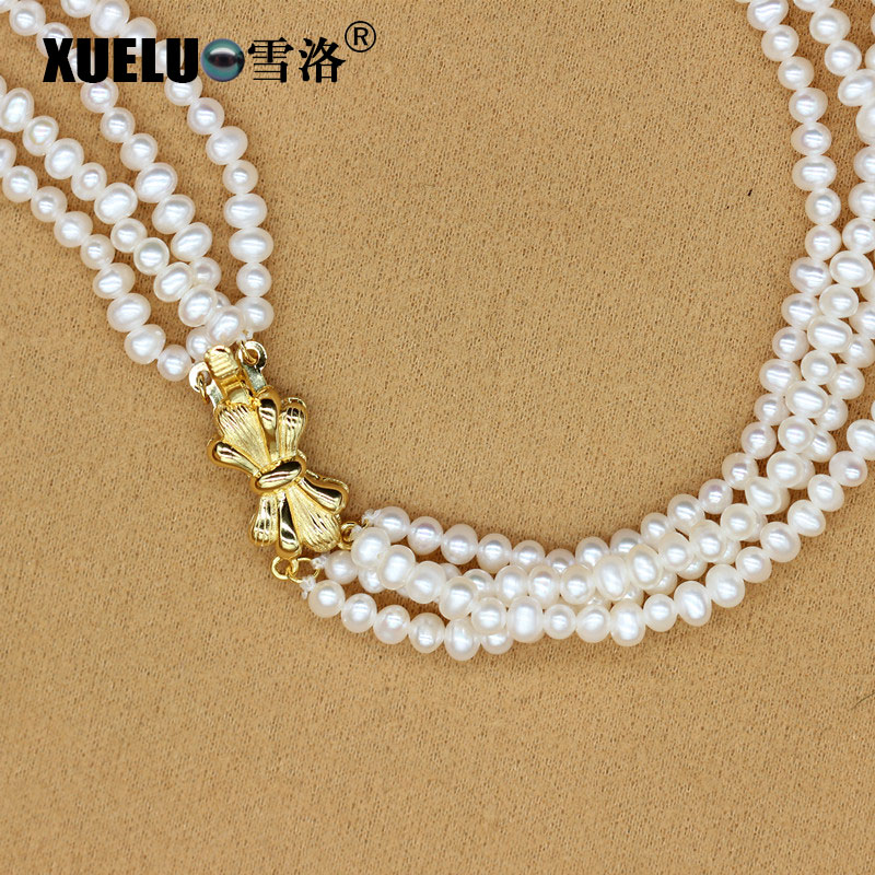 Fashion Multi Strands Small Natural Cultured Freshwater Pearl Necklace (XL120079)