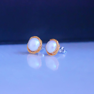 Fashion Pearl Jewelry Genuine Natural Cultrured Freshwater Pearl Stud Earrings(XL140158)