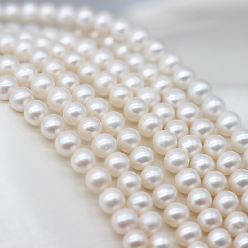 7-8mm Round Real Natural Cultured Freshwater Pearl Strings Wholesale (XL180113) 