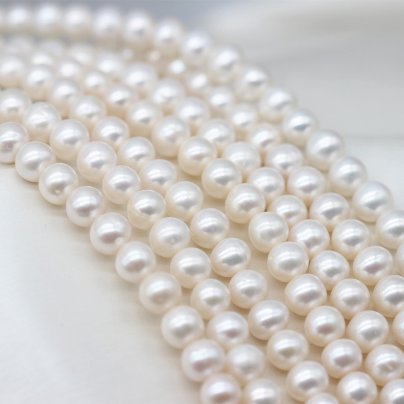 7-8mm Round Real Natural Cultured Freshwater Pearl Strings Wholesale (XL180113) 