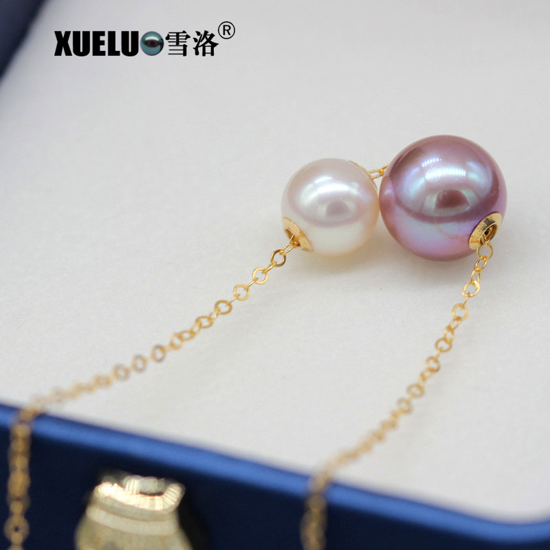 Sterling Silver Jewelry Gorgeous Natural Round Cultured Freshwater Pearl Necklace (XL120071)