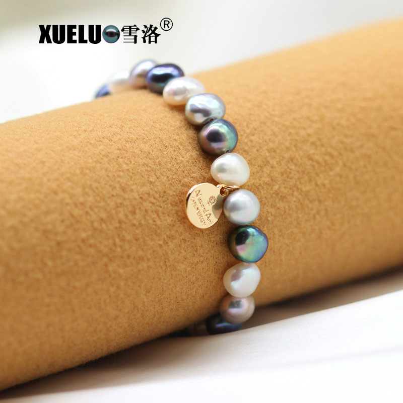 Fashion Sweat Charms Baroque Natural Genuine Cultured Freshwater Pearl Bracelet (XL150147)