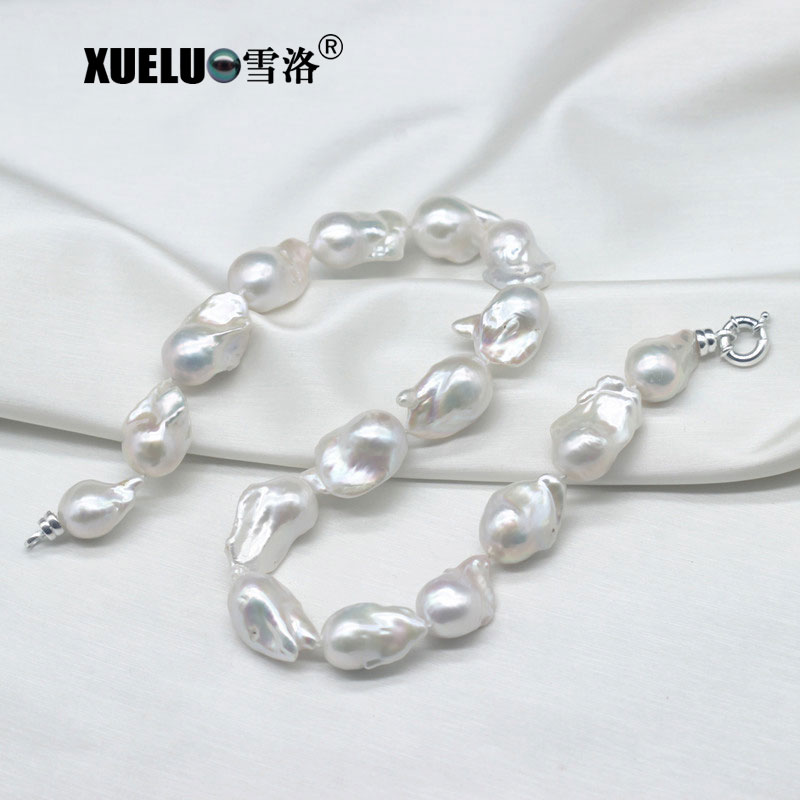 15-17mm AAA Natural Nucleated Baroque Freshwater Pearl Choker Necklace (XL120068)