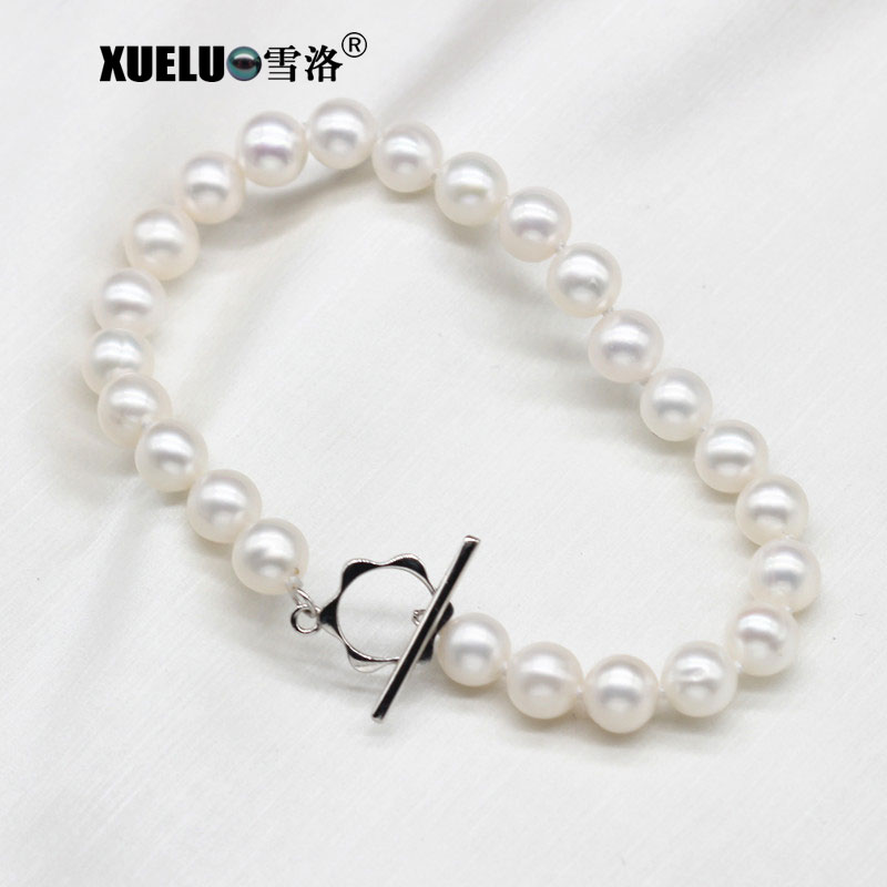 Fashion Perfect Round Natural Genuine Cultured Freshwater Pearl Jewelry Bracelet(XL150145)