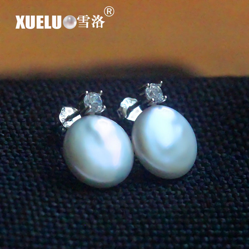 13-14mm Coin Fashion Natural Cultured Freshwater Pearl Earrings (XL140044)