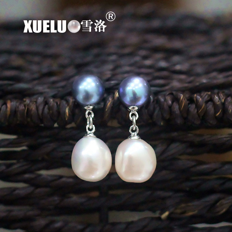 Fashion Double Baroque Natural Cultured Fresh water Pearl Earrings (XL140083)