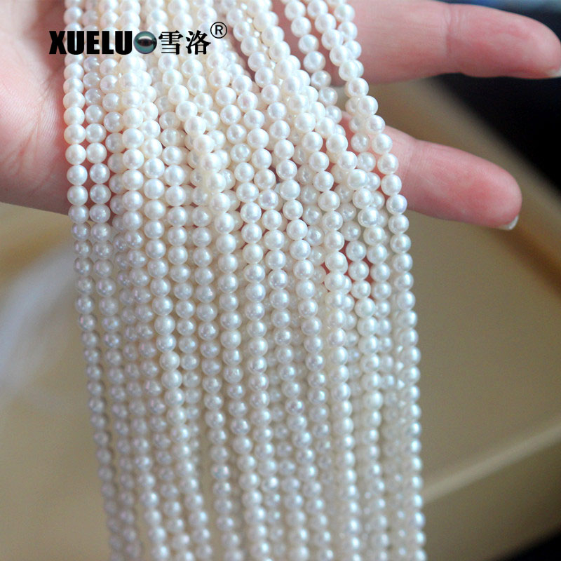 XL180003 Small Natural Cultured Freshwater Very Round Pearl Strings Wholesale ,4-5mm Medium Quality