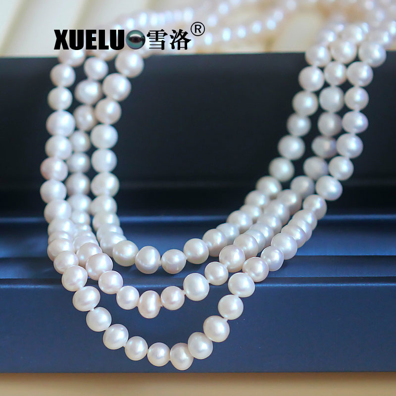 Classic Fashion Long Round Natural Cultured Freshwater Pearl Sweater Necklace (XL120048) 