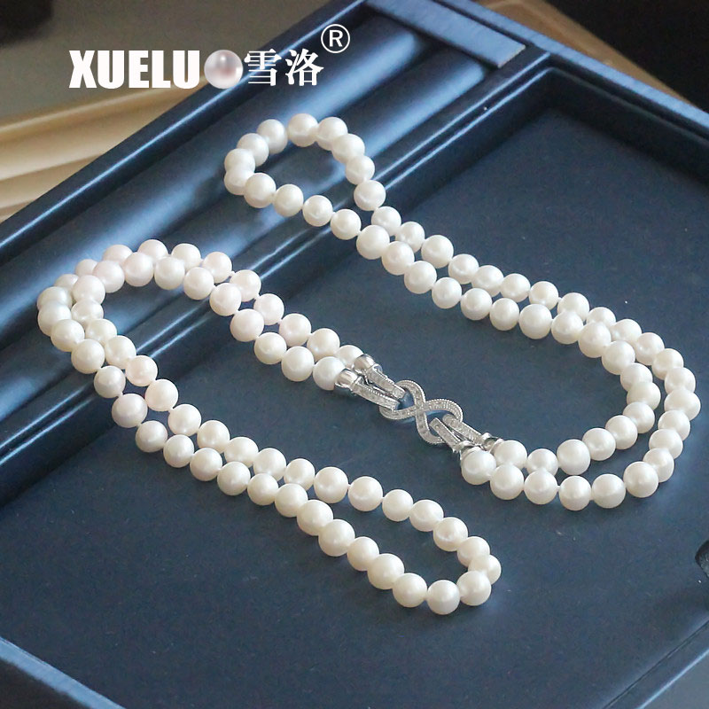 Fashion Double Strands Real Natural Freshwater Pearl Necklace (XL120054) 
