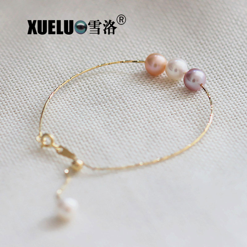 8-9mm 925 Sterling Silver Fashion Round Chinese Cultured Freshwater Pearl Bracelet (XL150105)