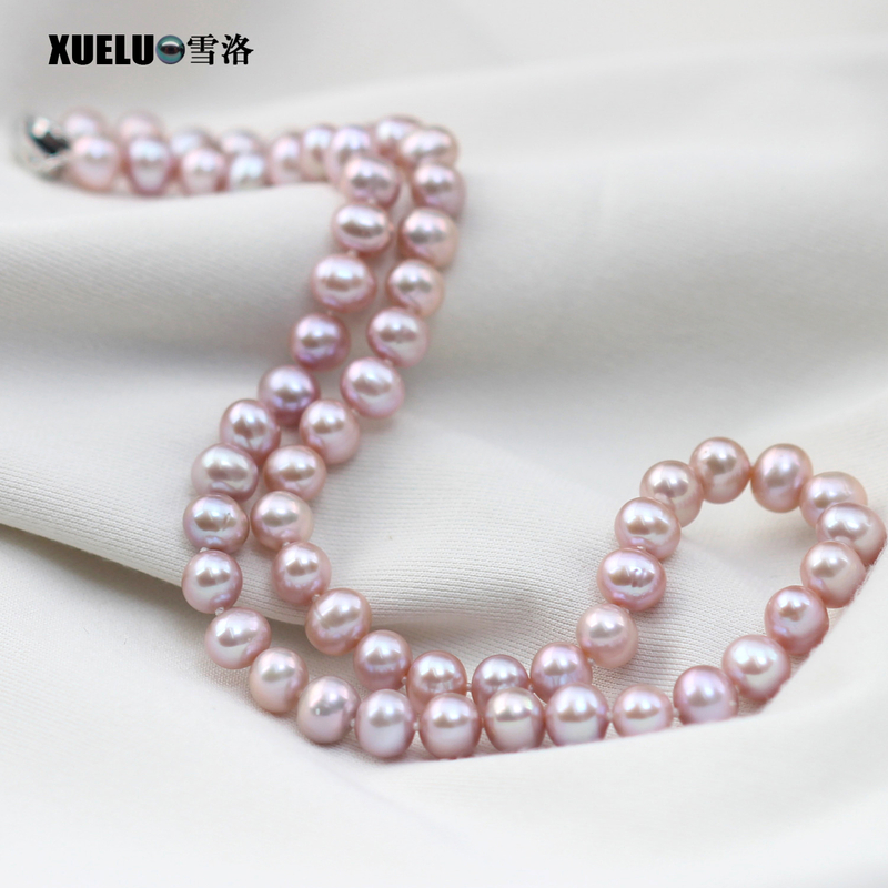 925 Sterling Silver Fashion Lavender Freshwater Pearl Necklace (XL120104)