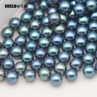 Round Peacock Black Loose Freshwater Loose Pearls Wholesale (XL110062)