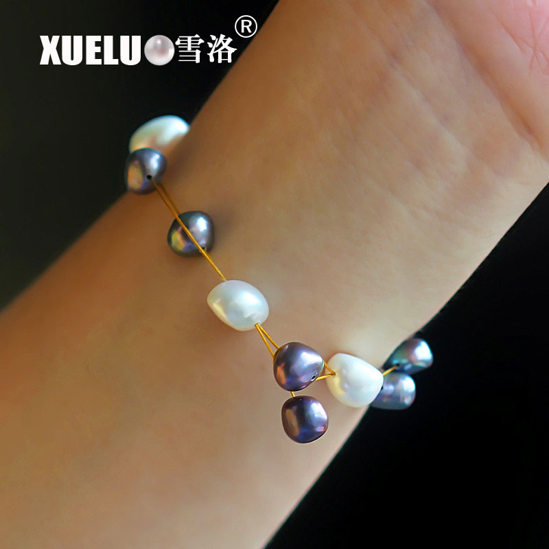 Fashion Multicolor Real Natural Cultured Freshwater Baroque Pearl Bracelet(XL150012)