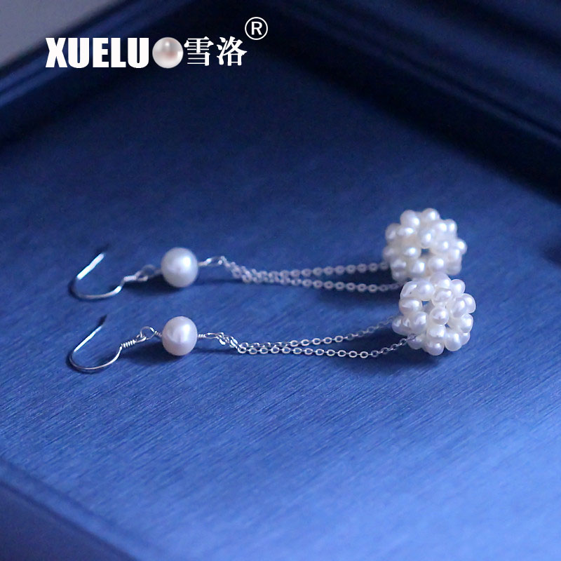 Fashion Genuine Chinese Cultured Freshwater Drop Pearl Earrings (XL140173)