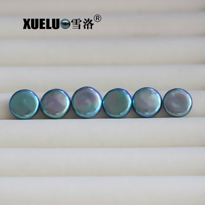 13-14mm Coin Baroque Peacock Black Freshwater Loose Pearls Beads(XL110031)