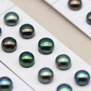 8.5-9mm Button Round Baroque Peacock Black Freshwater Loose Pearls Beads(XL110061)