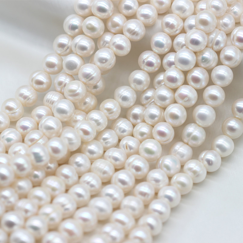 9-10mm Cheap Ringed Round Cultured Freshwater Pearl Strings (XL180022)