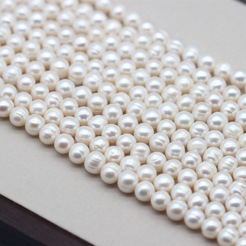 9-10mm Cheap Ringed Round Cultured Freshwater Pearl Strings (XL180022)