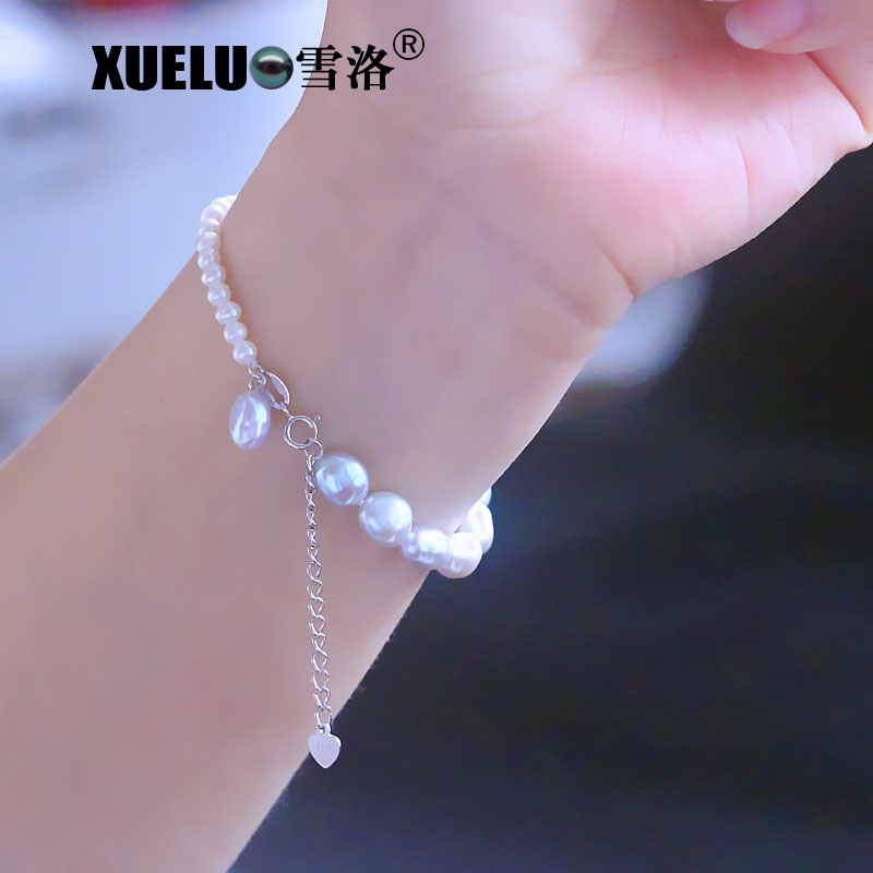Fashion Light Grey Charming Natural Cultured Freshwater Pearl Bracelet Jewelry (XL150125)