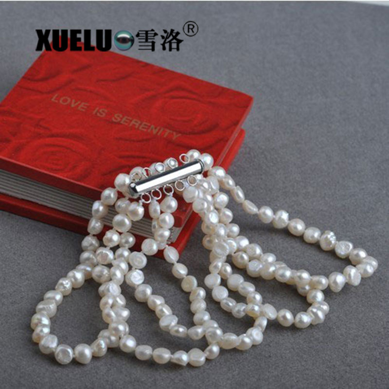 Fashion Baroque Natural Cultured Freshwater Pearl Bracelet (XL150037)