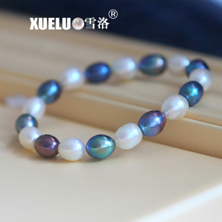 Fashion Jewelry Stretch Oval High Quality Cultured Fresh Water Pearl Bracelet (XL150116)