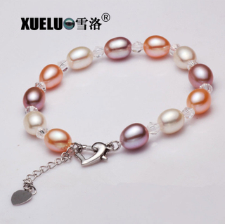 Fashion Oval Natural Cultured Freshwater Pearl Bracelet Jewelry(XL150029)