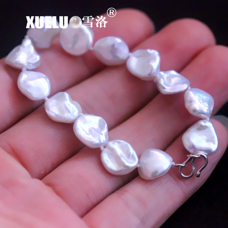 Gorgeous Genuine Keshi Flower Shape Baroque Cultured Pearl Bracelet Jewelry(XL150129)