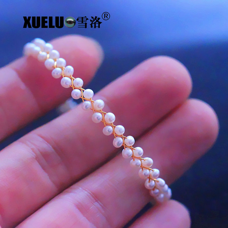 Fashion Small Round Real Natural Cultured Fresh Water Pearl Bracelet(XL150127)