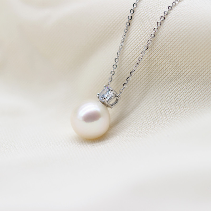 925 Sterling Silver Freshwater Pearl Pendant Necklace（XL120103)