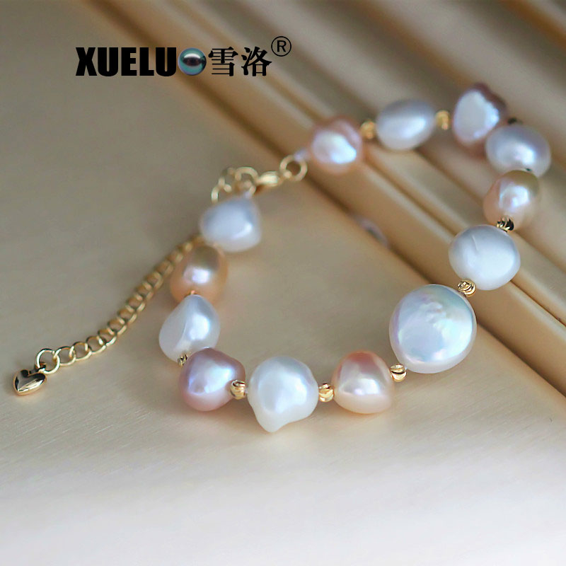 Fashion Natural Real Multicolor Baroque Chinese Cultured Freshwater Pearl Bracelet (XL150110)