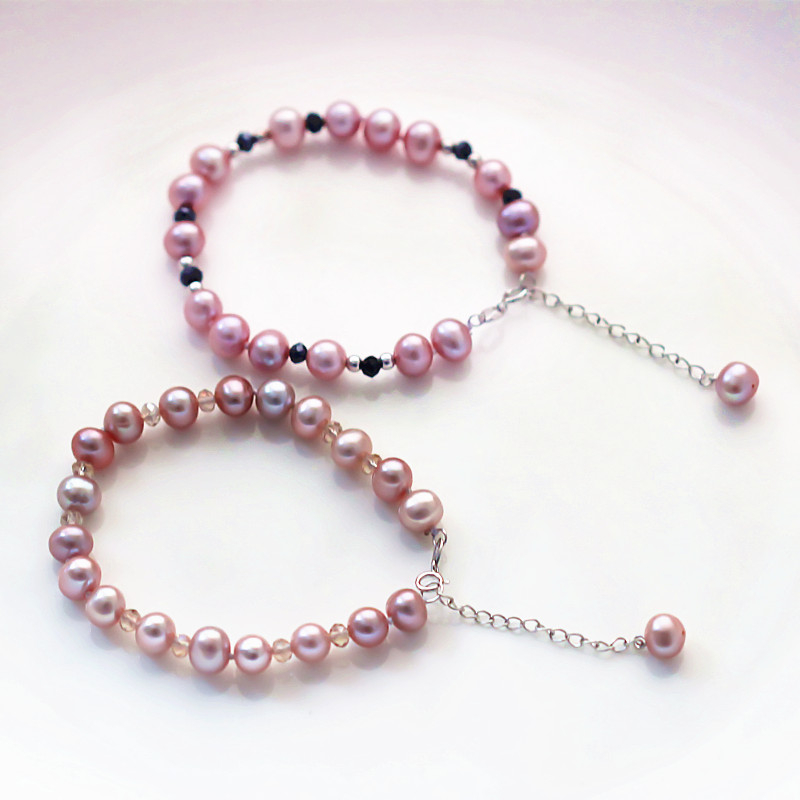 Fashionable Natural Real Round Chinese Cultured Freshwater Pearl Bracelet (XL150098)