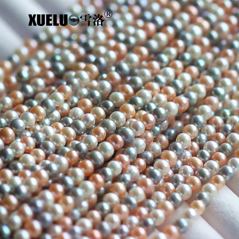 7-8mm Round Multicolor Real Natural Cultured Freshwater Pearl Strings (XL180107) 