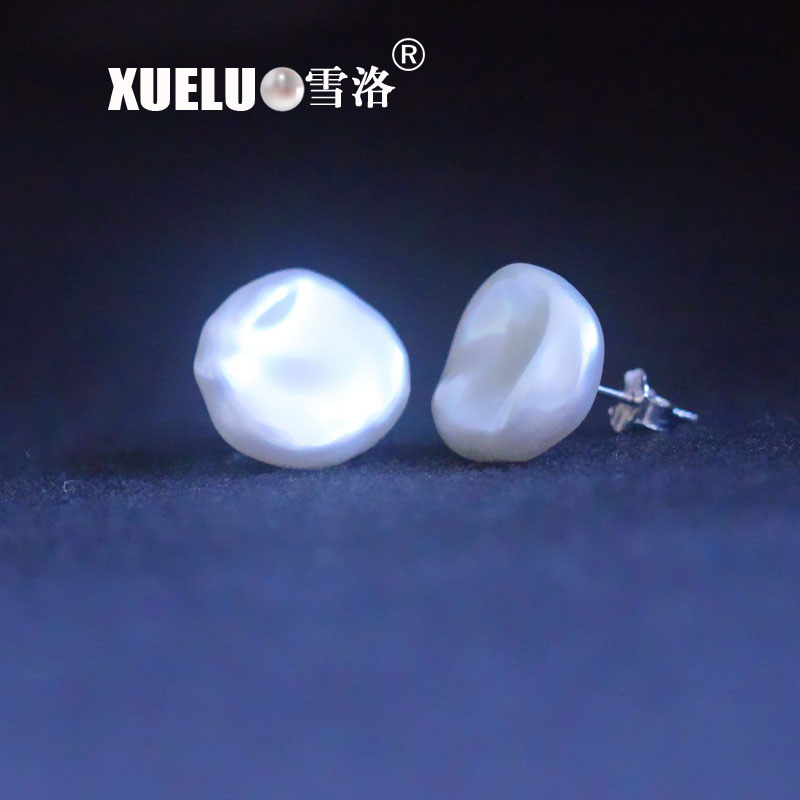Fashion Earrings Jewelry Sterling Silver Keshi White Cultured Baroque Freshwater Pearl Earrings(XL140155)