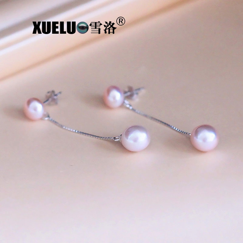 Jewelry Fashion Long Line Double Natural Genuine Cultured Freshwater Pearl Earrings (XL140150)