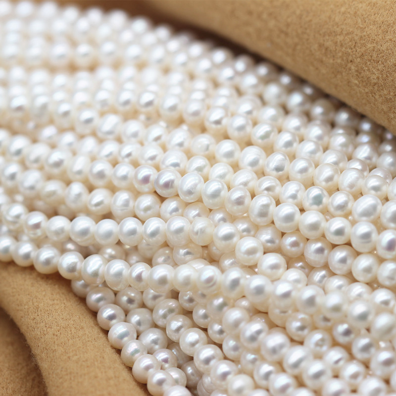 5-6mm Potato Round Genuine Natural Cultured Freshwater Pearl Strings (XL180116) 