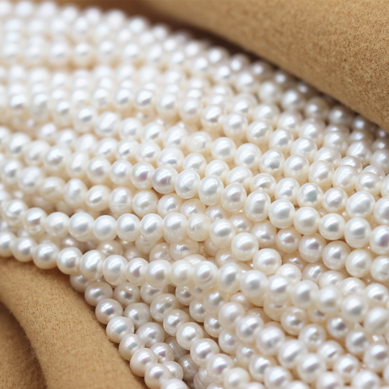 5-6mm Potato Round Genuine Natural Cultured Freshwater Pearl Strings (XL180116) 