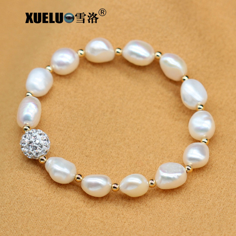 Elastic Charming Natural Real Cultured Freshwater Baroque Pearl Bracelet Jewelry(XL150142)