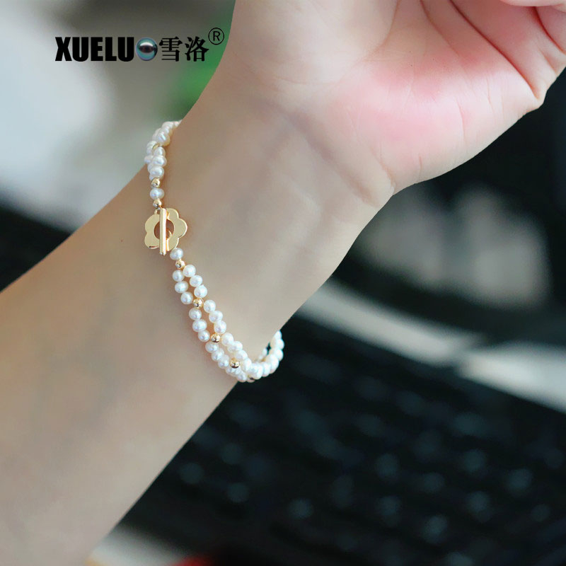 Fancy Micro Small Nearly Round Genuine Natural Cultured Freshwater Pearl Bracelet(XL150149)