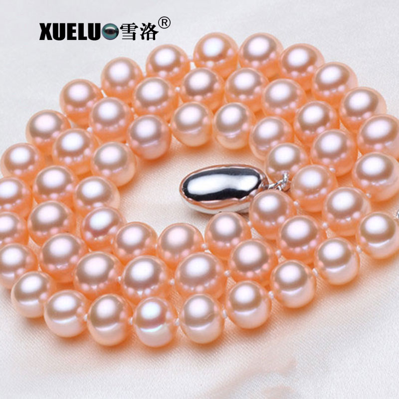 7-8mm Pink Color Classic Freshwater Pearl Necklace（XL120088）
