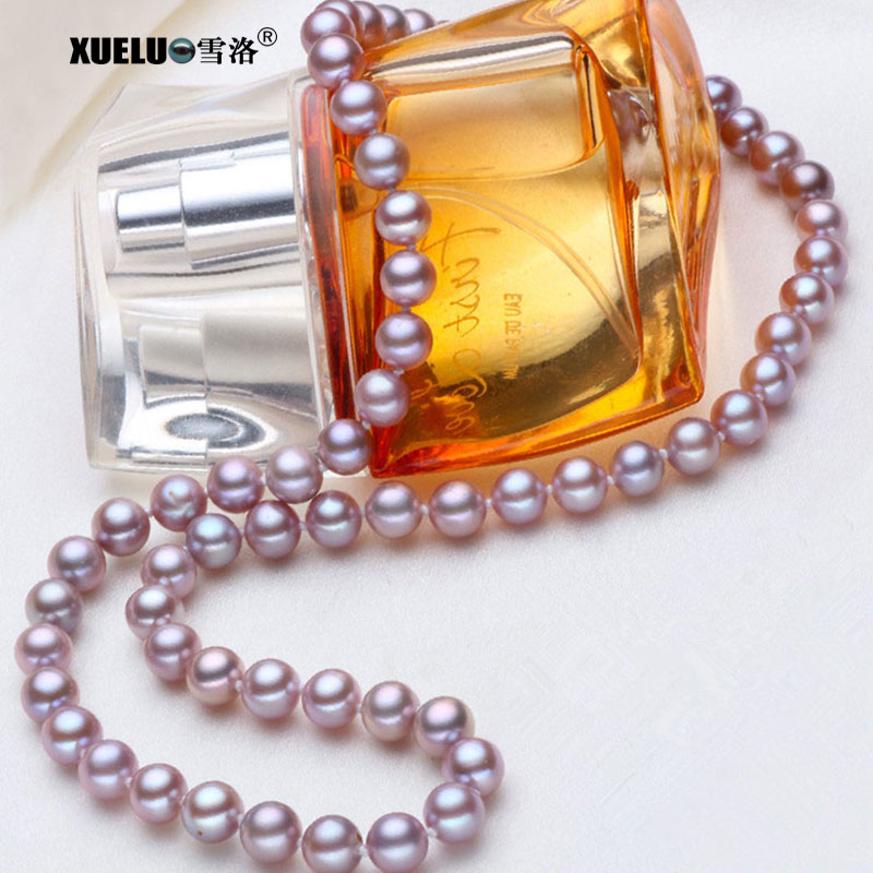 7-8mm Lavender Color Classic Freshwater Pearl Necklace（XL120089）