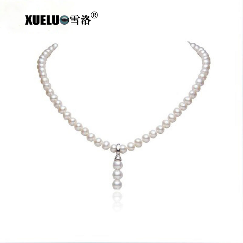 6-7mm White AAA Quality Fashion Freshwater Pearl Pendant Necklace(XL120087)