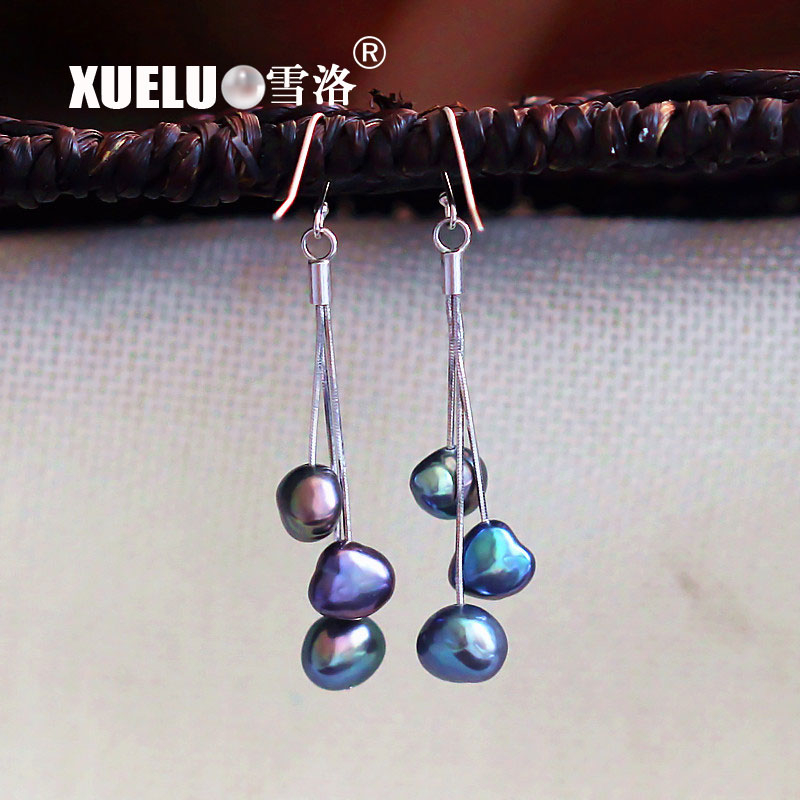 Fashion Black Baroque Cultured Freshwater Pearl Earrings (XL140067)
