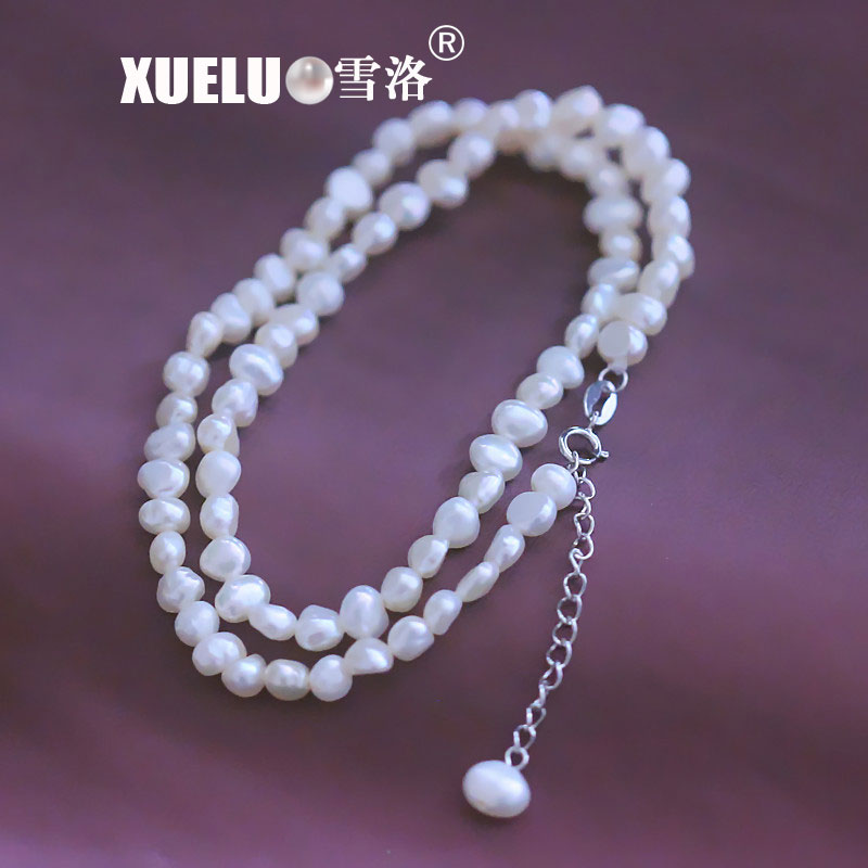 3-4mm Mini Small Natural Baroque Cultured Freshwater Pearl Necklace (XL120058) 