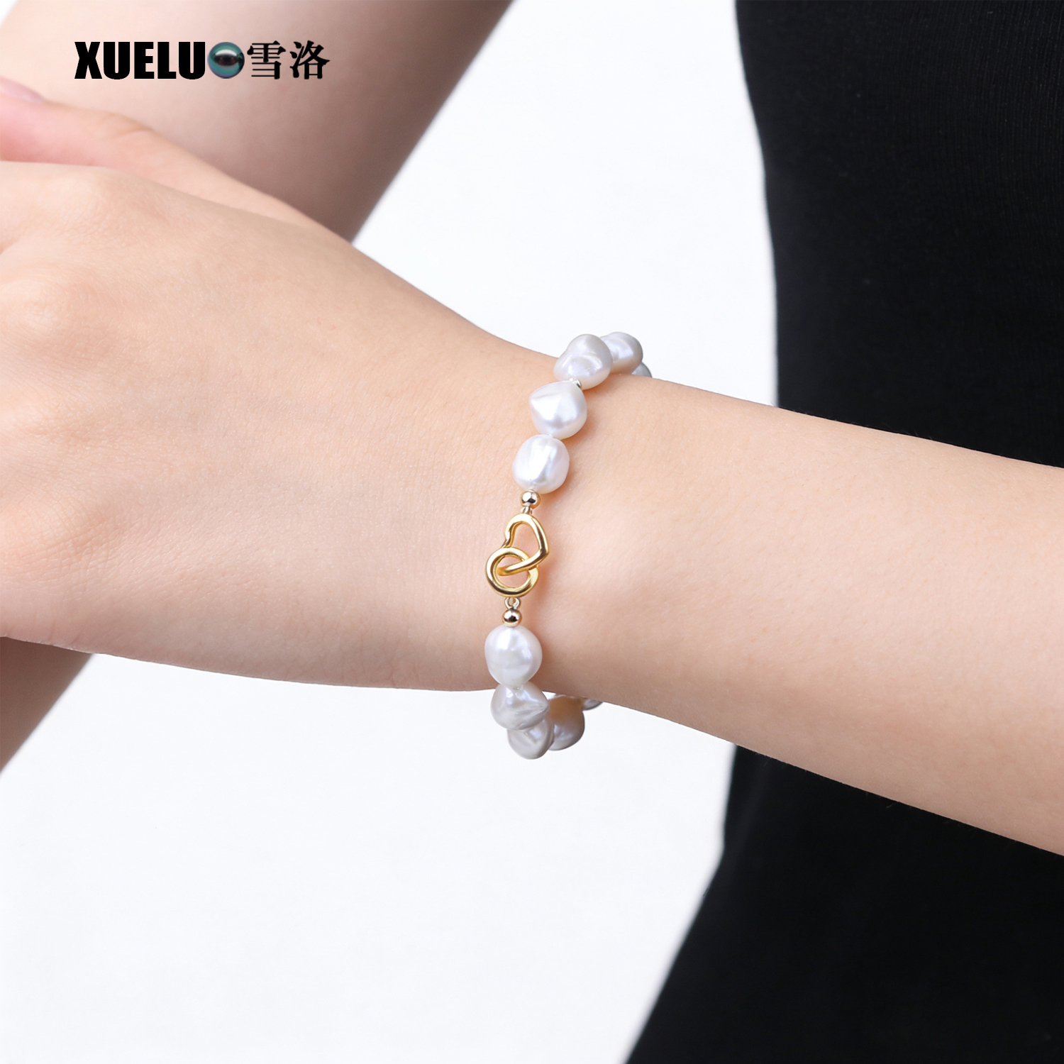 9-10mm Fashionable Keshi Baroque Chinese Cultured Freshwater Pearl Bracelet (XL150157)