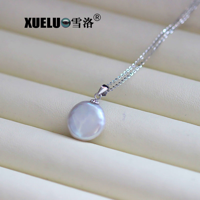 Necklace Natural Cultured Fresh Water Coin Shape Pearl Jewelry (XL120045)