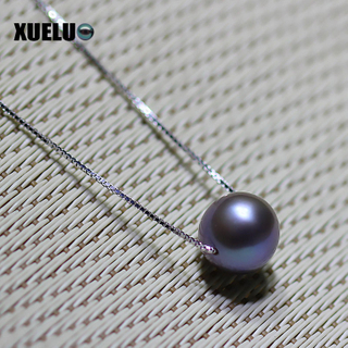 925 Sterling Silver Lavender Perfect Round Lucky Bead Necklace（XL120013)