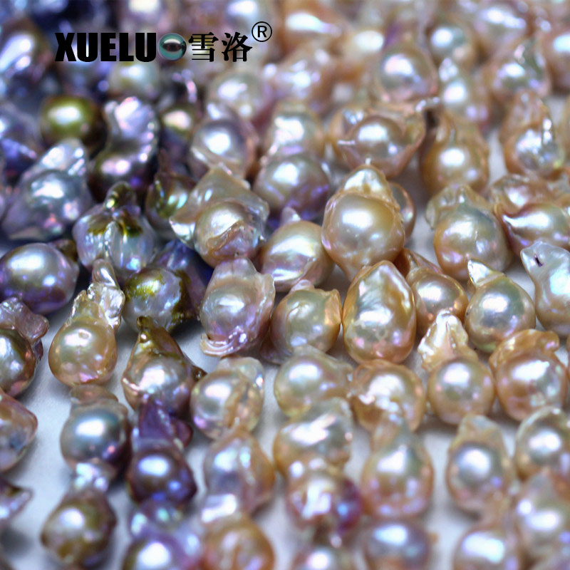 14-16mm AAA Quality Multicolor Genuine Cultured Freshwater Nucleated Baroque Pearl Strings (XL190007)